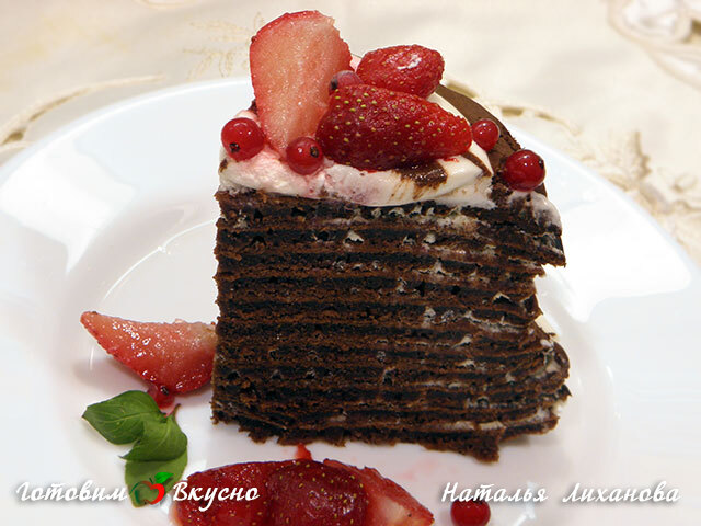 Блинный шоколадно-сливочный торт