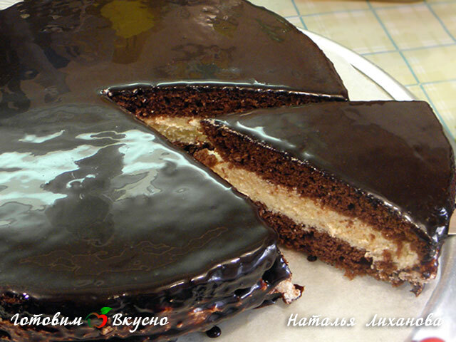 Шоколадный торт с лимонным кремом из манки
